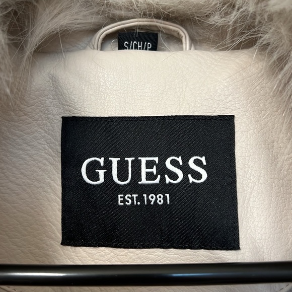 Guess Leather Moto Jacket with Fur - Picture 4 of 5